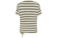 Olsen Women's Striped Tee with Puff Print Detail