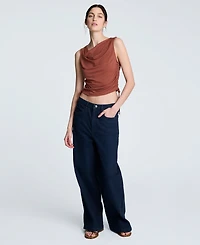 Kenneth Cole Women's Cowlneck Ruched Cropped Tank Top