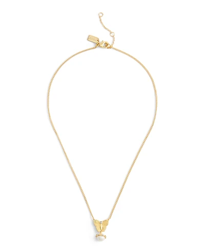 Coach Faux Stone Signature Heritage Butterfly Cultivated Pearl Pendant Necklace