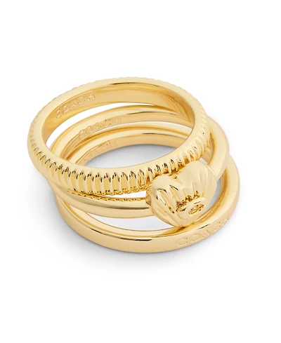 Coach Gold Signature Heritage Trio Ring Set
