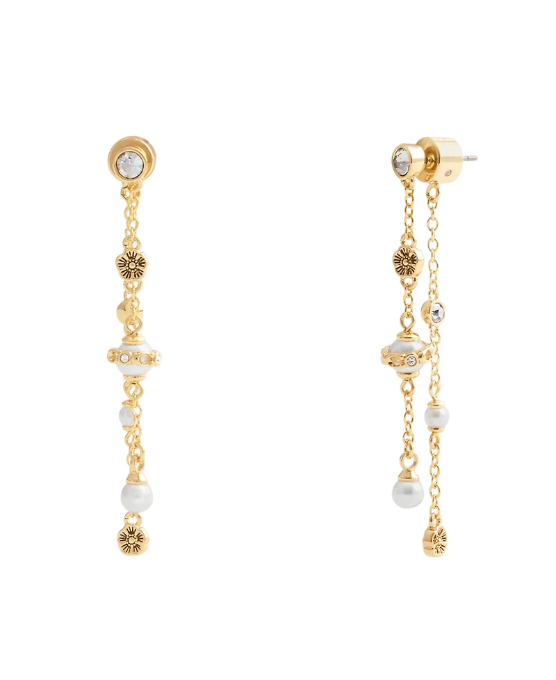 Coach Faux Stone Signature Heritage Mixed Charm Front Back Earrings