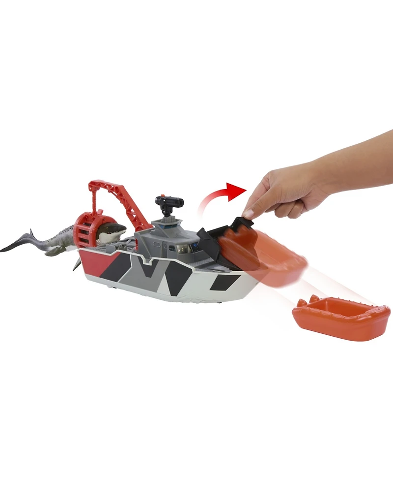 Matchbox Jurassic World Mosasaurus Rescue Action Boat Playset