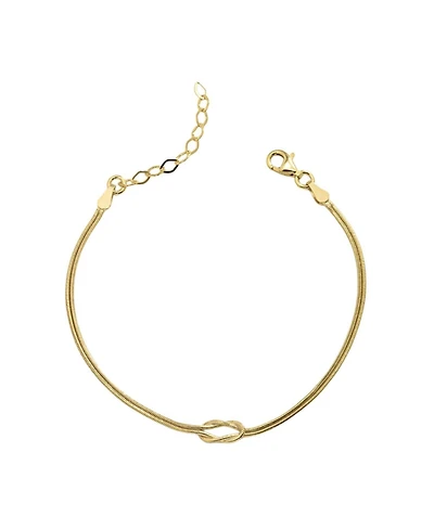 Spero London Sterling Silver Snake Chain Knot Bracelet
