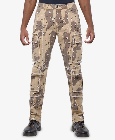 Raw X Men's Printed Cargo Pocket Denim Jeans