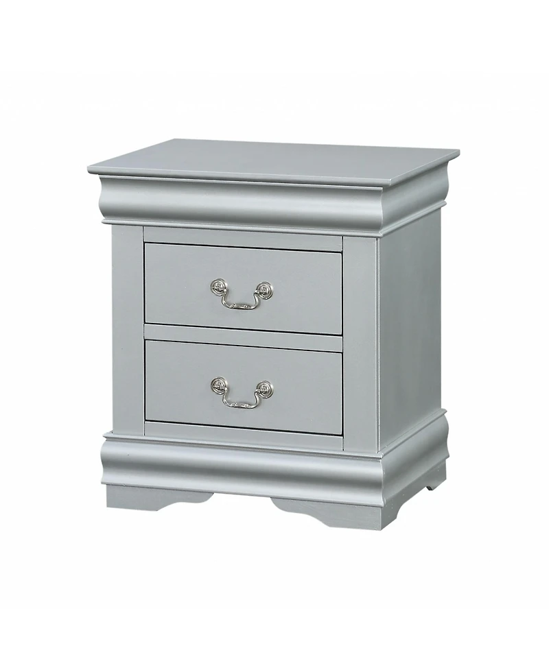 24" Platinum Two Drawers Nightstand