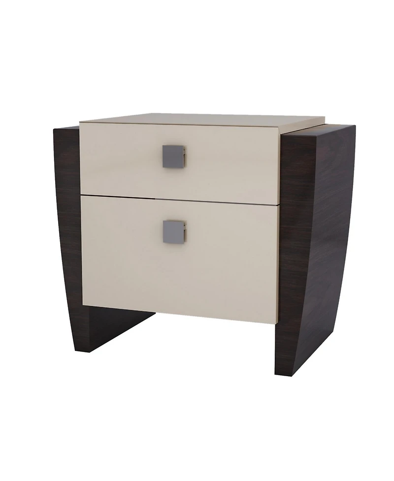 Two-Drawer Mirrored Nightstand with Ample Storage and Wood Construction