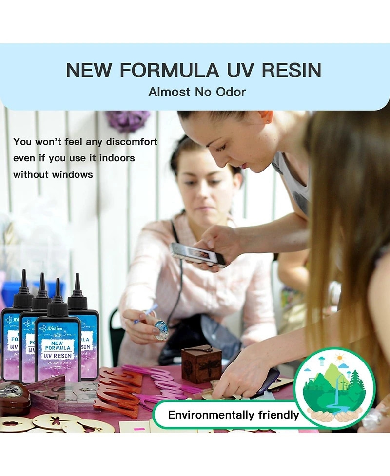 JDiction 400g Uv Resin, New Formula Crystal Clear Uv Resin Solar Cure Sunlight Activated Hard Uv Resin Kit for Jewelry Making, Casting and Coating Diy