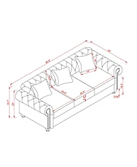 Streamdale 85.8" Chesterfield Sofa - Tufted Faux Leather - Black