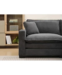 Streamdale L Shape Corduroy Sofa w/ Usb, Cup Holder & Footstool - Gray