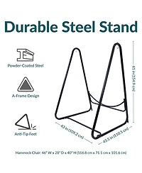 Indoor or Outdoor Hammock Chair with A-Frame Steel Stand - Anti-Tip Feet for Stability - Black