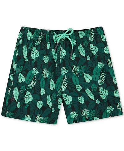 Sunset and Vines Men's Leaf-Pattern Woven Swim Trunks