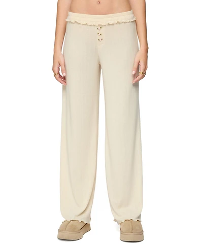 Edikted Women's Posy Ruffle Pointelle Pants