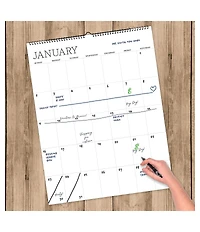 Undated 17" x 22" Dry Erase Large Wire-o Hanging Vertical Wall Calendar