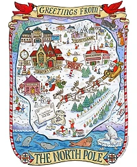 1000 Piece Greetings From The North Pole Map Christmas Jigsaw Puzzle