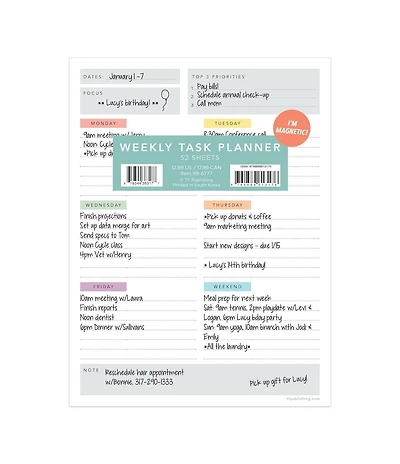 Simply Weekly Color Coded Task Pad