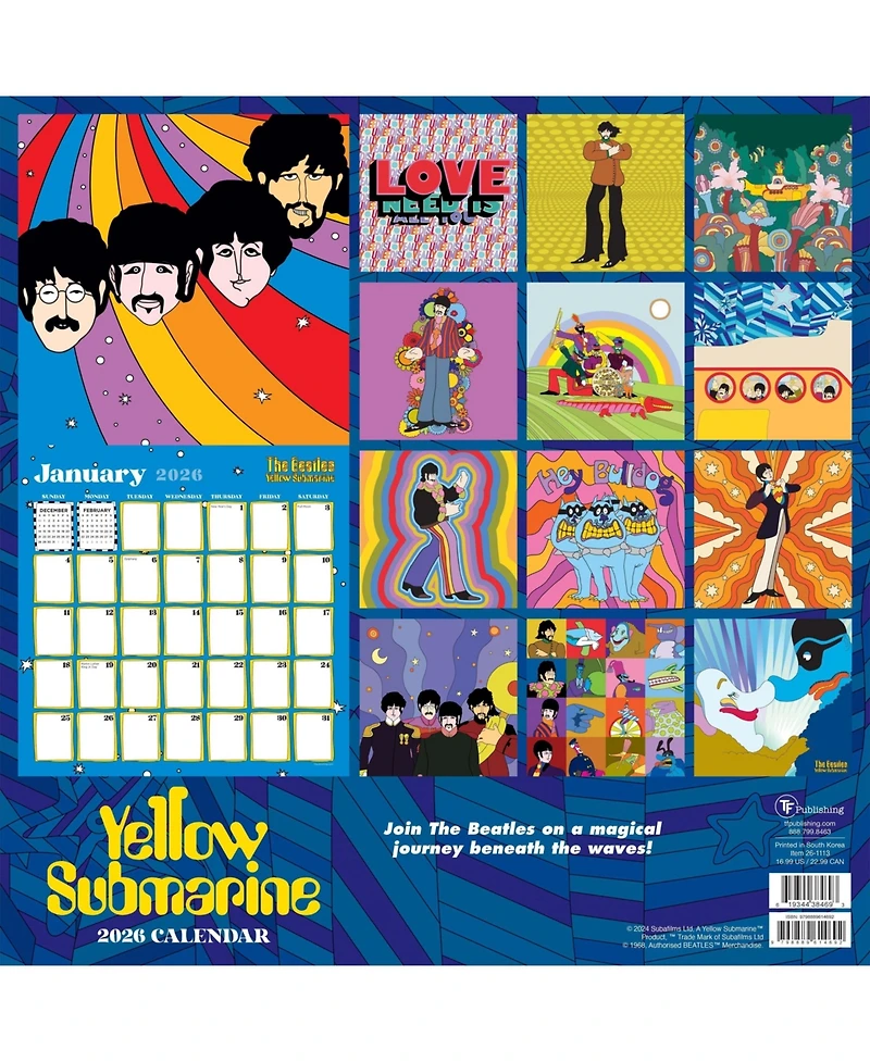 2026 The Beatles: Yellow Submarine Wall Calendar