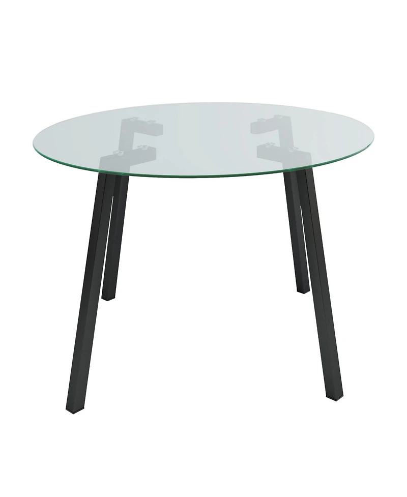 Streamdale 47.2" Modern Round Glass Dining Table with Black Legs