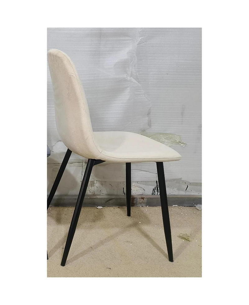 Streamdale Furniture Set of 4 Modern Velvet Dining Chairs with Black Metal Legs (Beige)