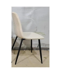 Streamdale Furniture Set of 4 Modern Velvet Dining Chairs with Black Metal Legs (Beige)
