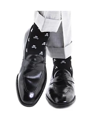 Trafalgar Men's Rodger Skull and Cross Bones Over The Calf Mercerized Cotton Socks