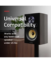 Fluance Floor Speaker Stands for Surround Sound and Bookshelf Speakers with Solid Construction, Adjustable Floor Spikes, Rubber Isolation Feet