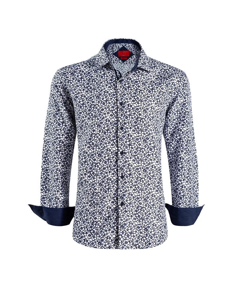 Elie Balleh Big Boys White Slim Fit Floral Dress Shirt