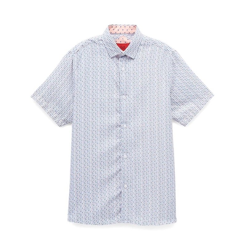 Elie Balleh Big Boys Blue Printed Button-Down Slim Fit Shirt