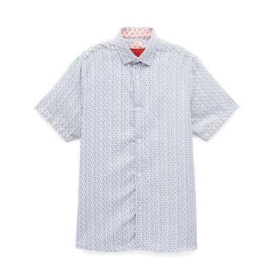 Elie Balleh Big Boys Blue Printed Button-Down Slim Fit Shirt
