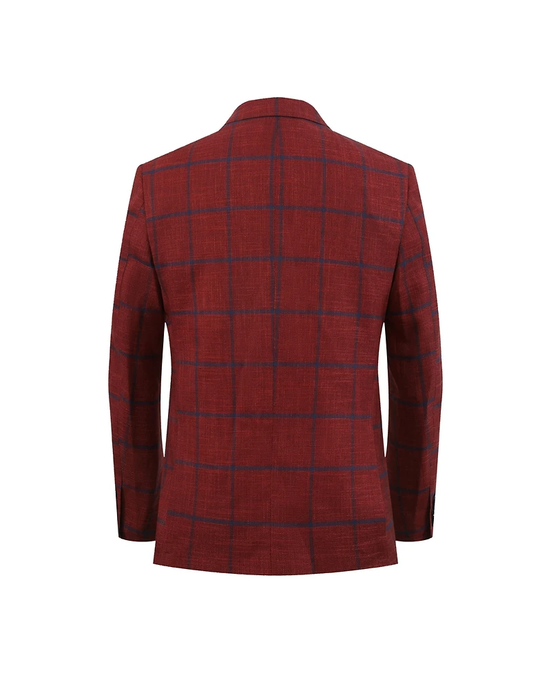 Elie Balleh Boys Slim Fit Plaid Jacket