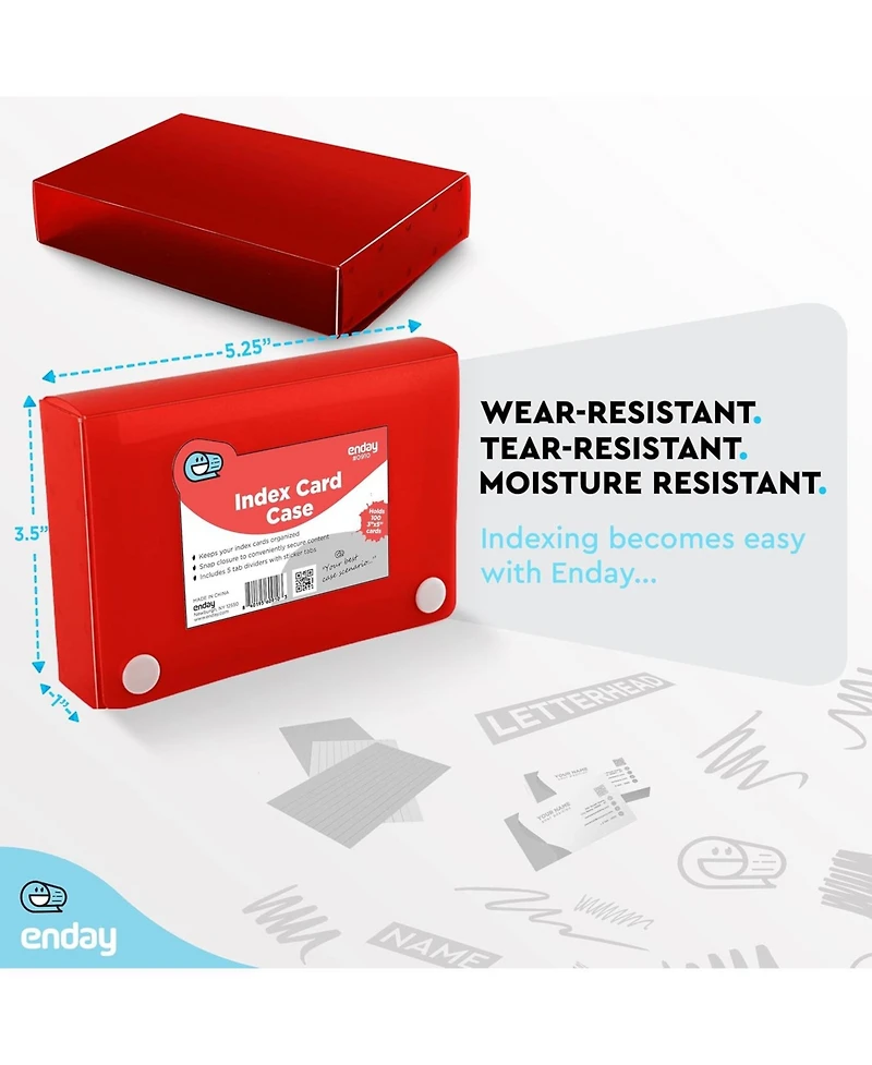 3" X 5" Index Card Case Holds 100 Cards Includes Business Card/Index Holder and 5 Tab Dividers Comes Assorted Color – (Pack of 4)