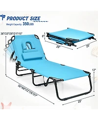 Gymax Folding Chaise Lounge Chair Bed Adjustable Patio Beach Camping Recliner