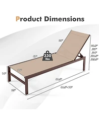 Gymax Aluminum Patio Chaise Lounge Outdoor Adjustable Lounge Chair W/ 6-Position Backrest