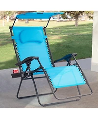 Gymax Folding Recliner Zero Gravity Lounge Chair W/ Shade Canopy Cup Holder