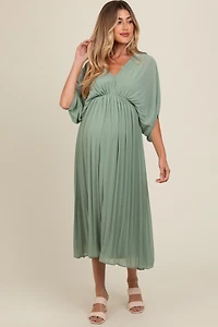 Pinkblush Maternity Black Pleated V Neck Maxi Dress
