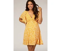 Pinkblush Maternity Yellow Floral Smocked Ruffle Dress