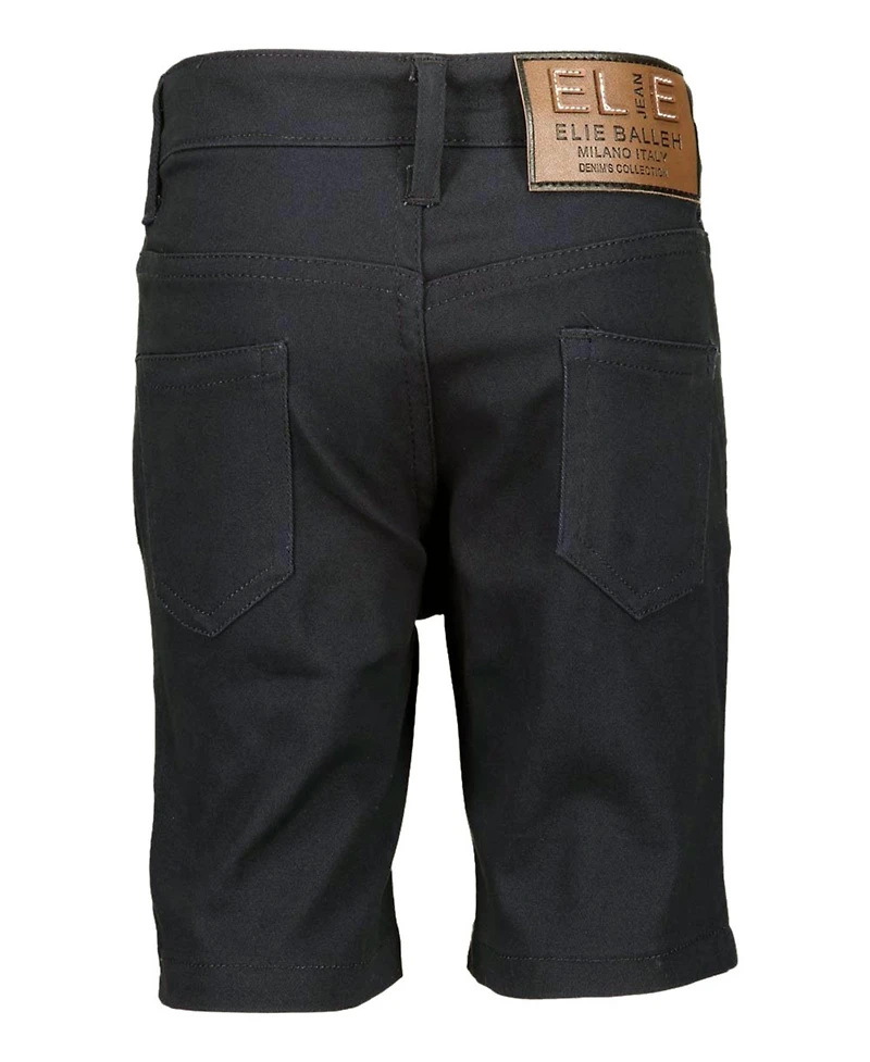 Elie Balleh Big Boys Black Cotton Twill Short