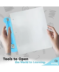 3 Hole Punch Pink, Portable Puncher for Ring Binder, Sheets Capacity, Removable Chip Tray, 10” Ruler School, Office, 1 Pc-by Enday