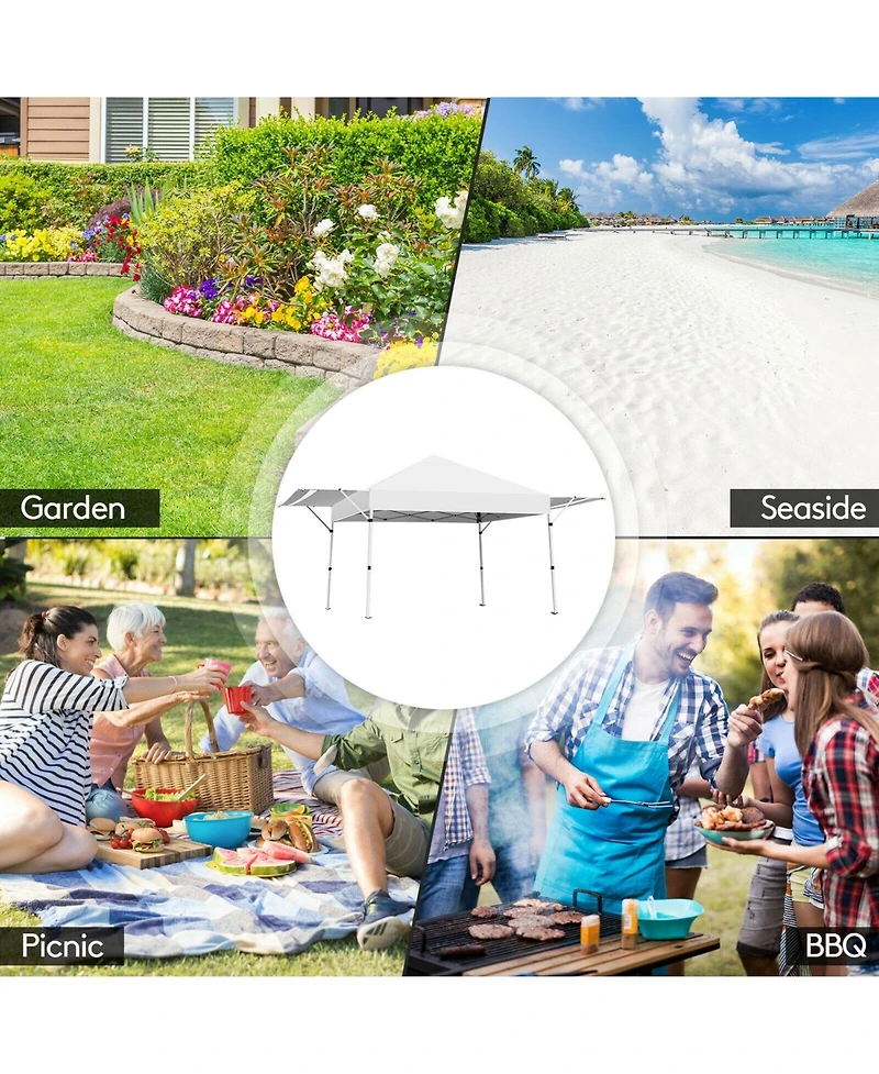 17 x 10 Feet Foldable Pop Up Canopy with Adjustable Dual Awnings