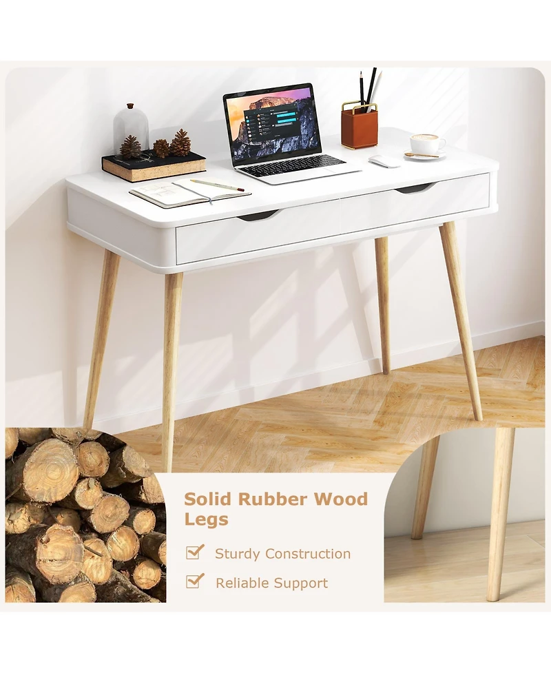 43.5 Inch Computer Desk with 2 Drawers for Small Spaces
