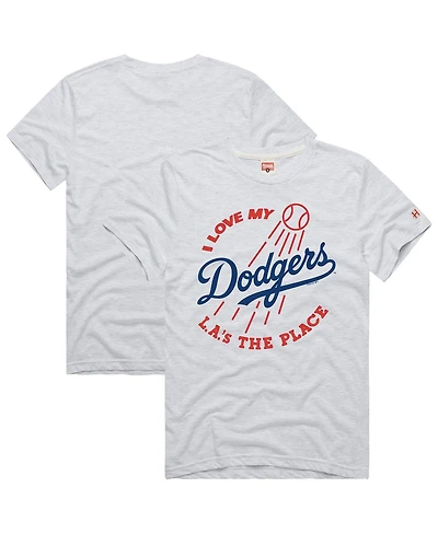 Homage Men's Ash Los Angeles Dodgers Hyper Local Tri-Blend T-Shirt