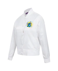 Freeze Max Women's White Lilo and Stitch Scrump Full-Snap Satin Jacket