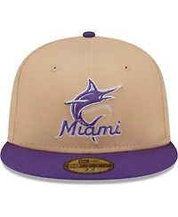 New Era Men's Peach/Purple Miami Marlins 2003 World Series Side Patch 59FIFTY Fitted Hat