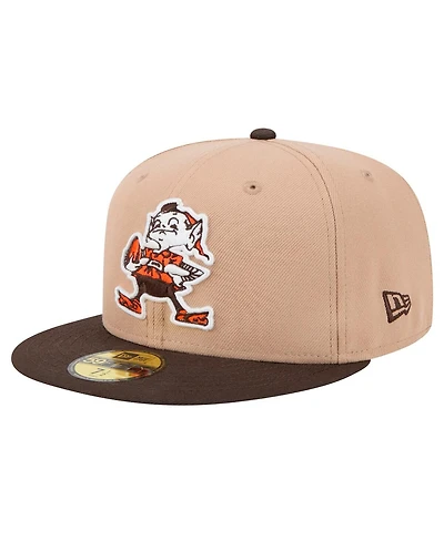 New Era Men's Tan Cleveland Browns Throwback Logo Main 59FIFTY Fitted Hat