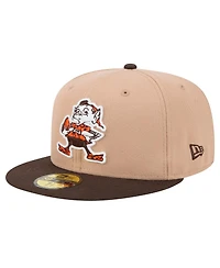 New Era Men's Tan Cleveland Browns Throwback Logo Main 59FIFTY Fitted Hat