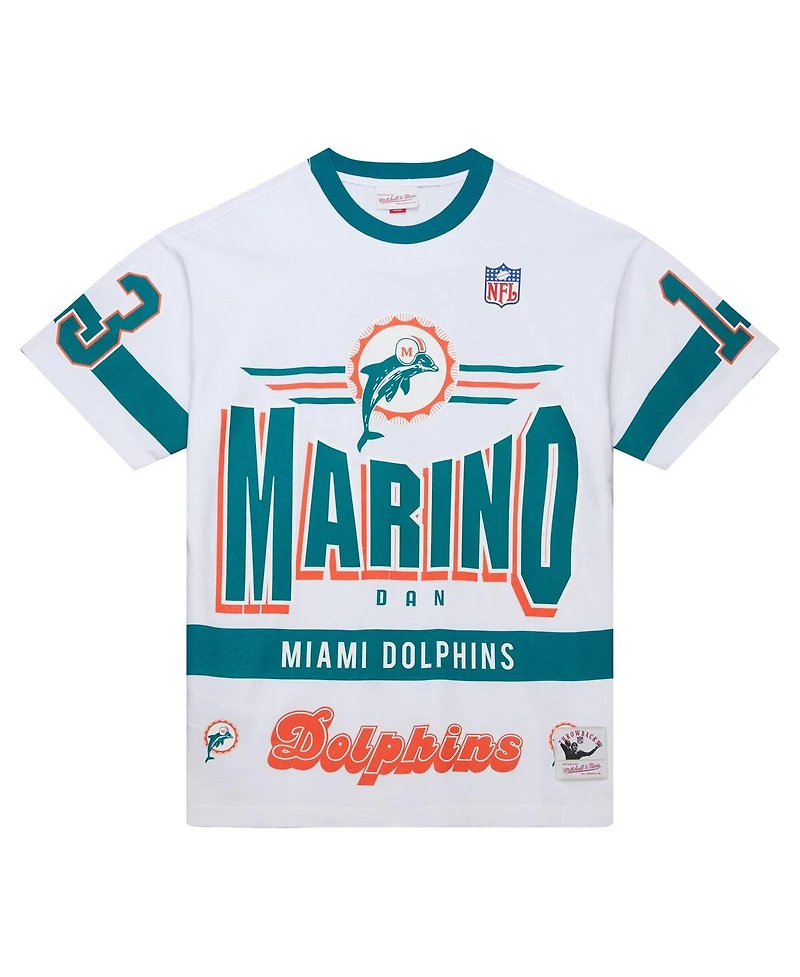 Mitchell & Ness Men's Dan Marino White Miami Dolphins Name Number Team Origins Vintage Logo T-Shirt
