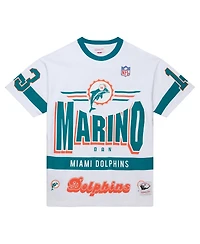 Mitchell & Ness Men's Dan Marino White Miami Dolphins Name Number Team Origins Vintage Logo T-Shirt