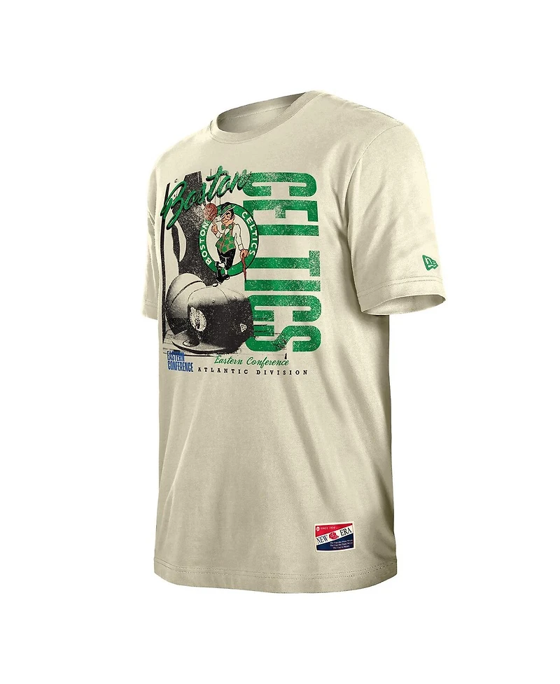 New Era Men's Cream Boston Celtics Distressed Throwback Vintage Color Pack T-Shirt