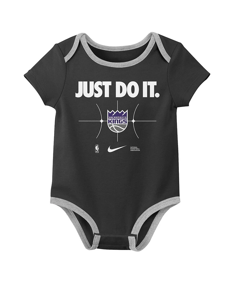 Nike Baby Boys and Girls 2-Pack Purple/Black Sacramento Kings Just Do It Bodysuit Set