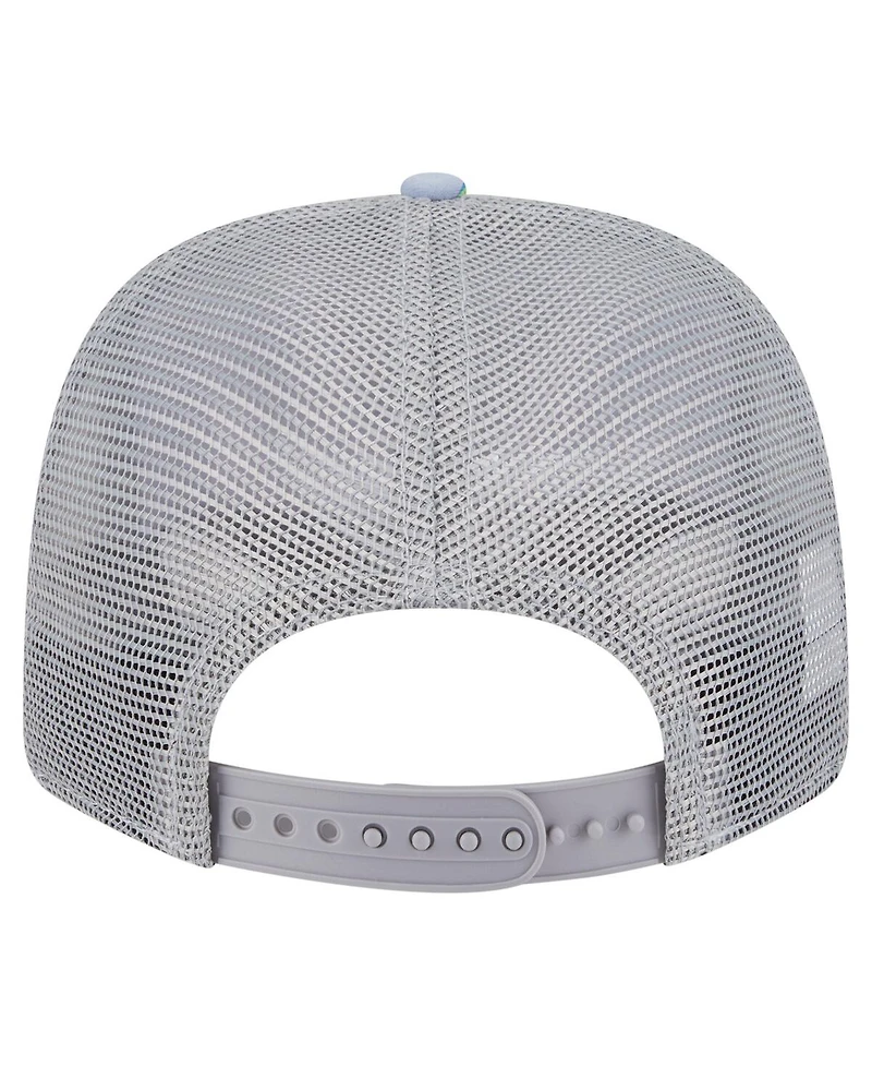 New Era Men's Light Blue/Gray Milwaukee Bucks Adventure Aloha Pattern 9SEVENTY Stretch-Snap Hat