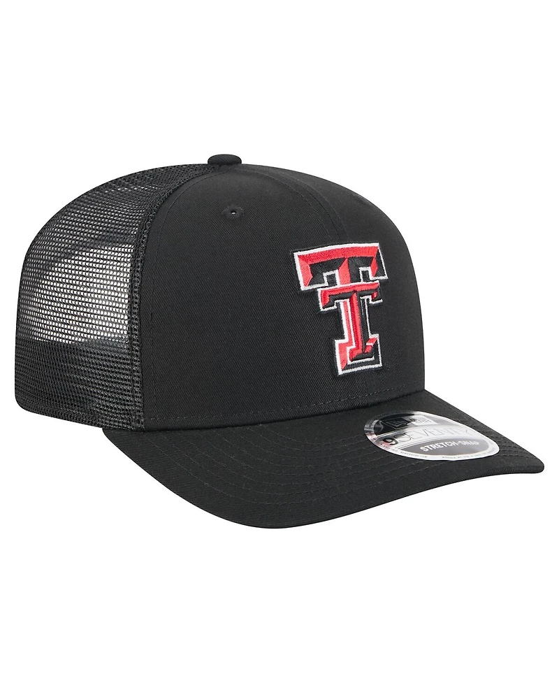 New Era Men's Black Texas Tech Red Raiders Primary 9SEVENTY Trucker Stretch Snap Hat